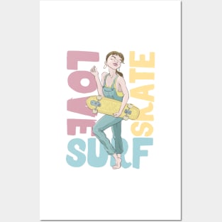 Love surf skate Posters and Art